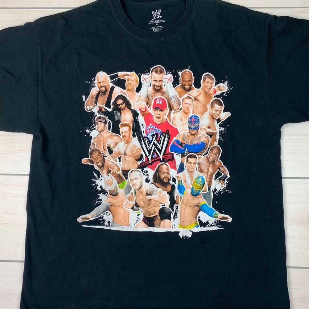 WWE wrestling t-shirt.